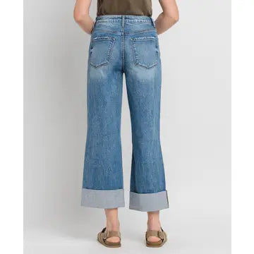 Super High Rise Cuff Baggy Wide Leg Jeans LV1459