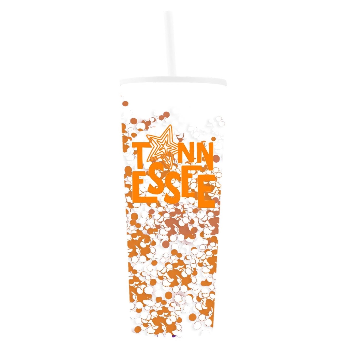 Tennessee Straw Tumbler Orange Glitter