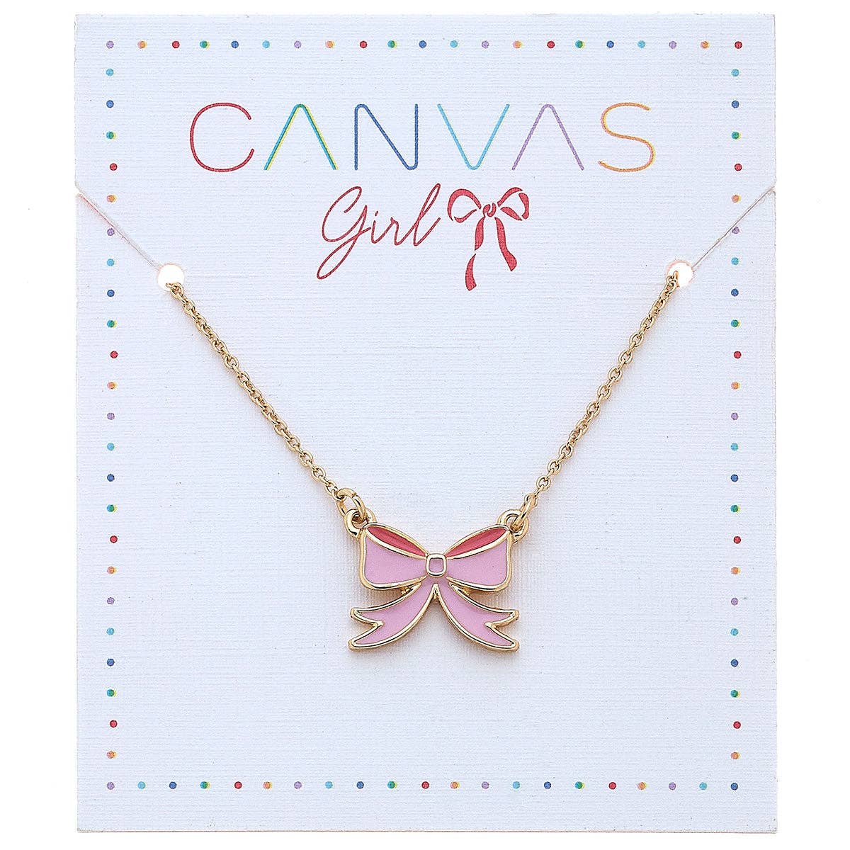Canvas Style - Zoey Bow Delicate Children's Necklace in Pink