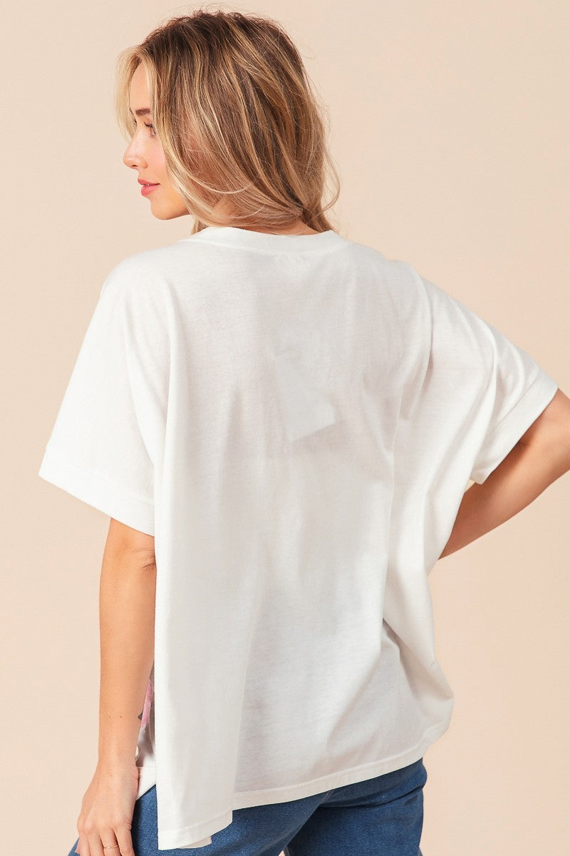 Jersey Sequins Bow Patch Top