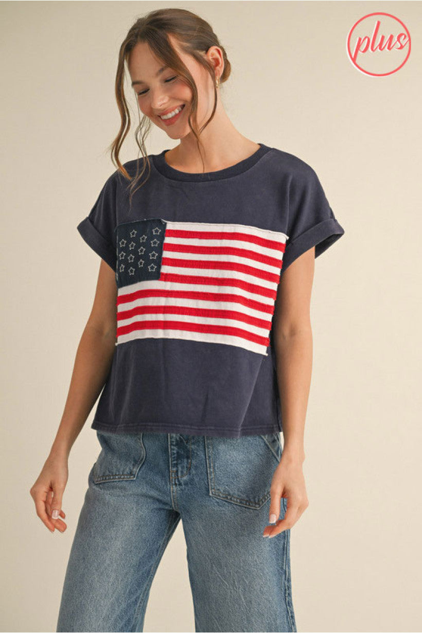 American Flag Patch Top