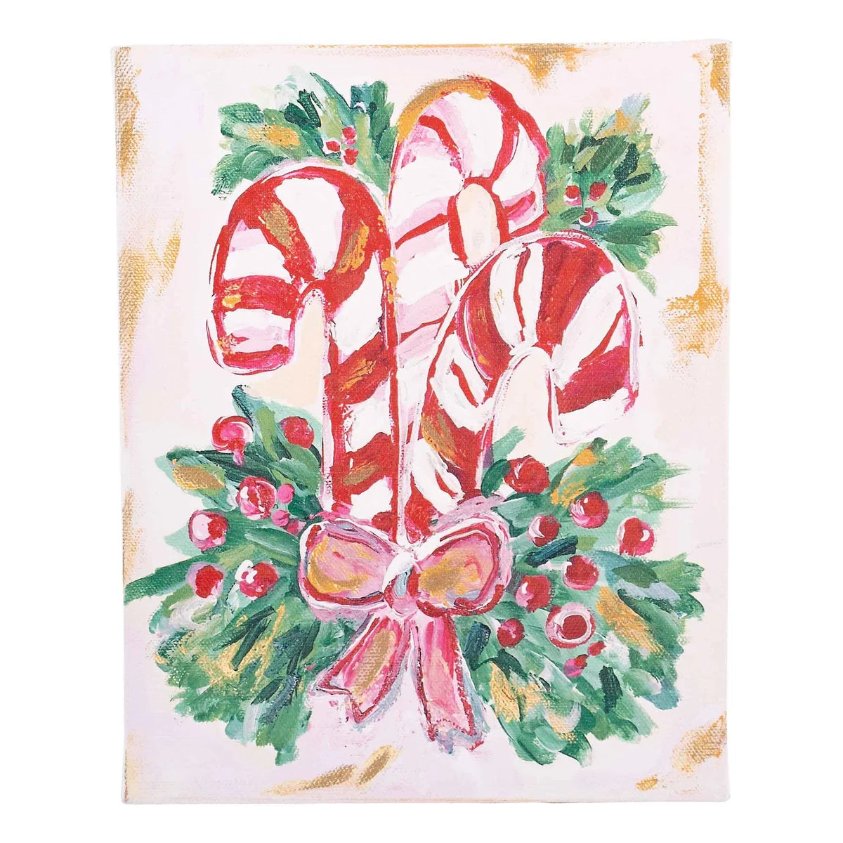 Candy Canes and Holly Canvas