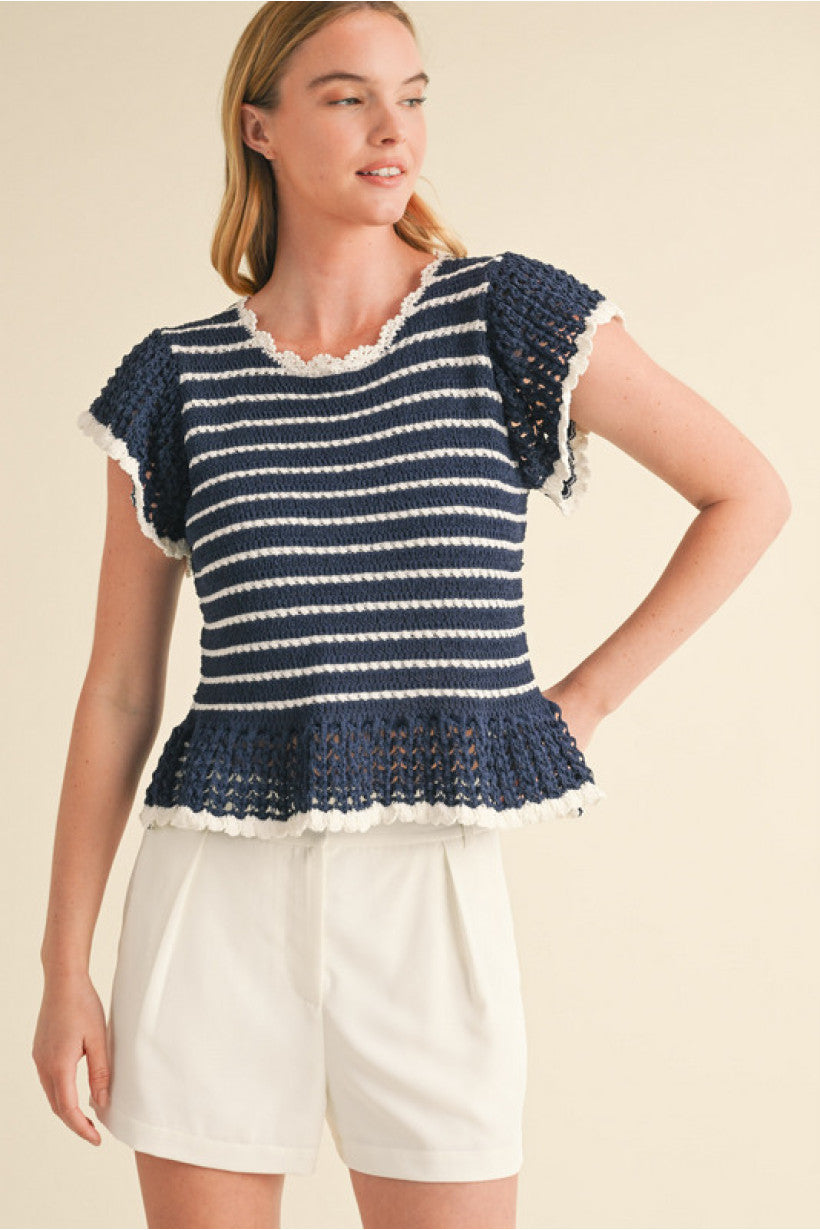 Striped Crochet Top