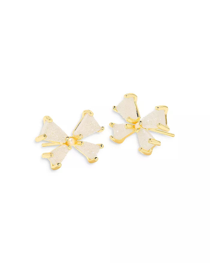 Blair Drusy Stone Bow Stud Earrings in 14K Gold Plated