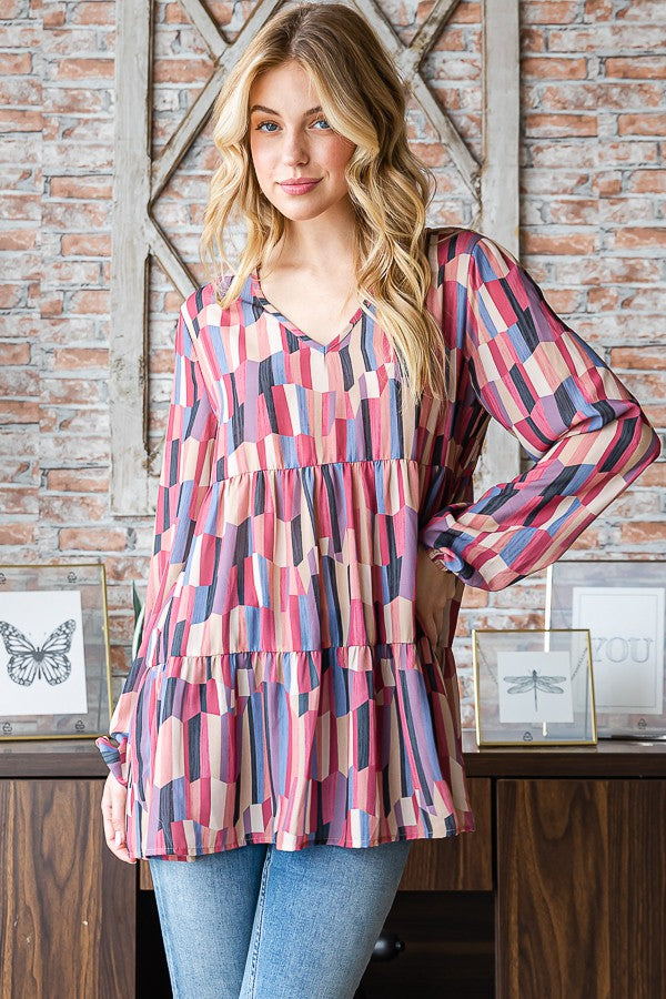 PUFF SLEEVE MULTI TIERED TOP