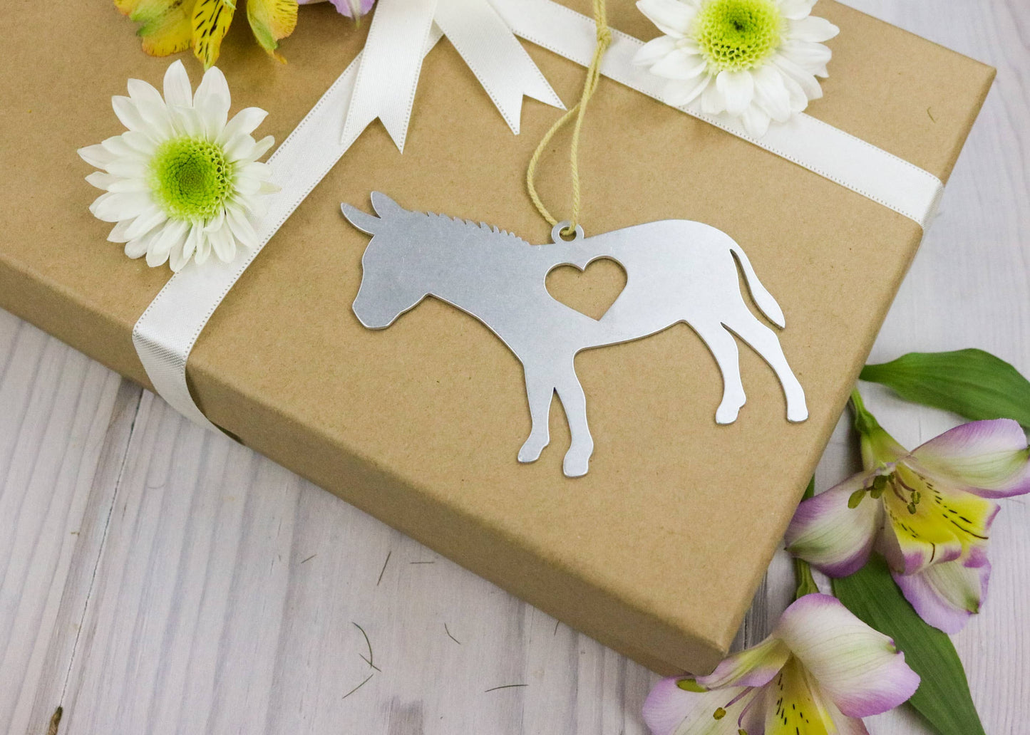 Donkey Animal Metal Holiday Gift Christmas Ornament