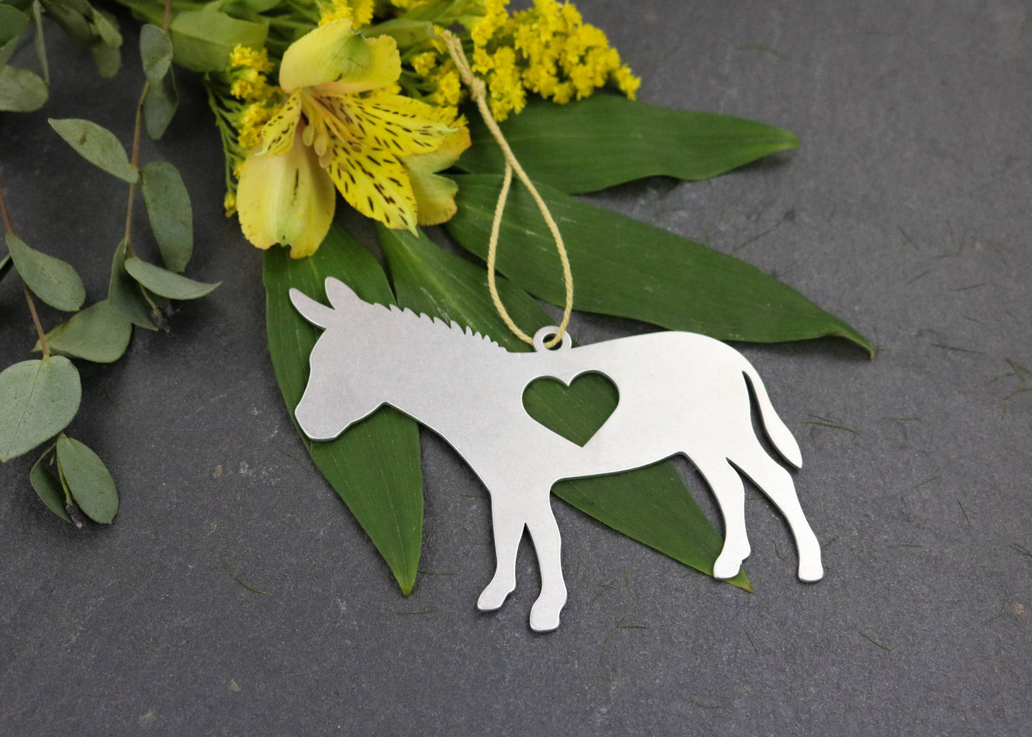 Donkey Animal Metal Holiday Gift Christmas Ornament