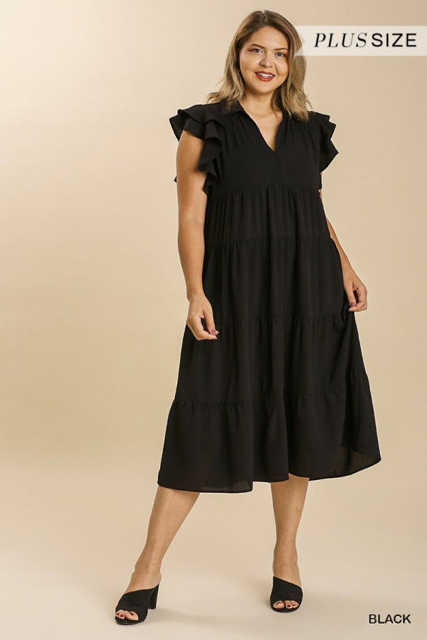 Ruffle Sleeve Tiered Dress