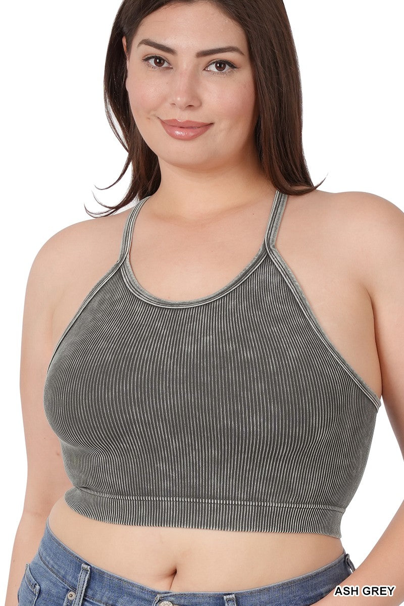 Washed Ribbed Seamless Cropped Cami Top