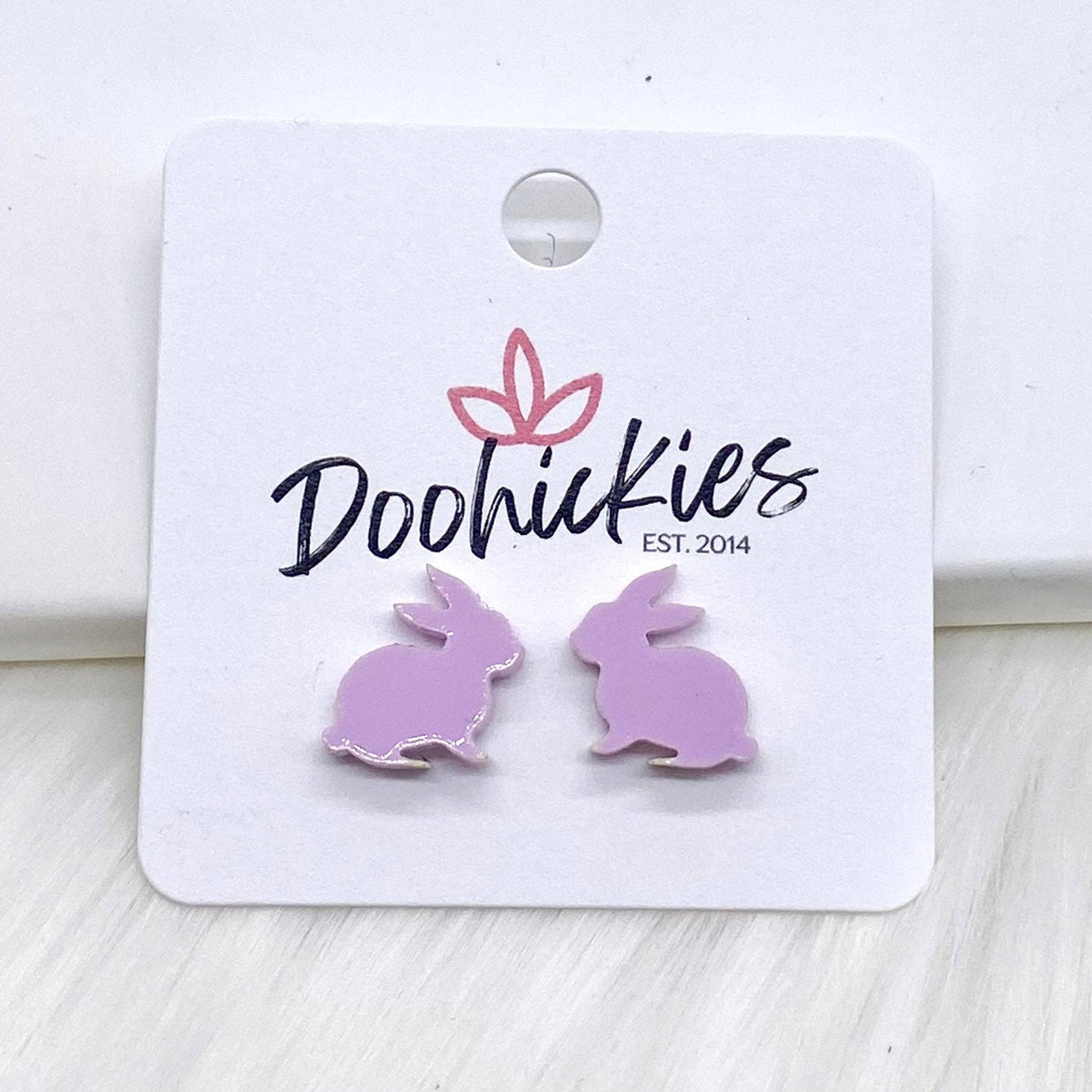 Doohickies - 15mm Pastel Bunny Rabbits Earrings: Blue