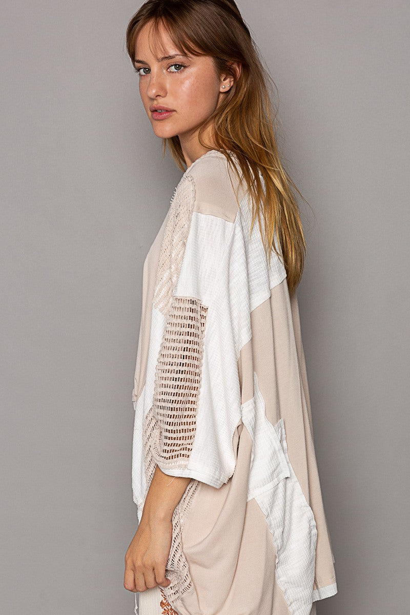 Oversized Mixed Fabric Top