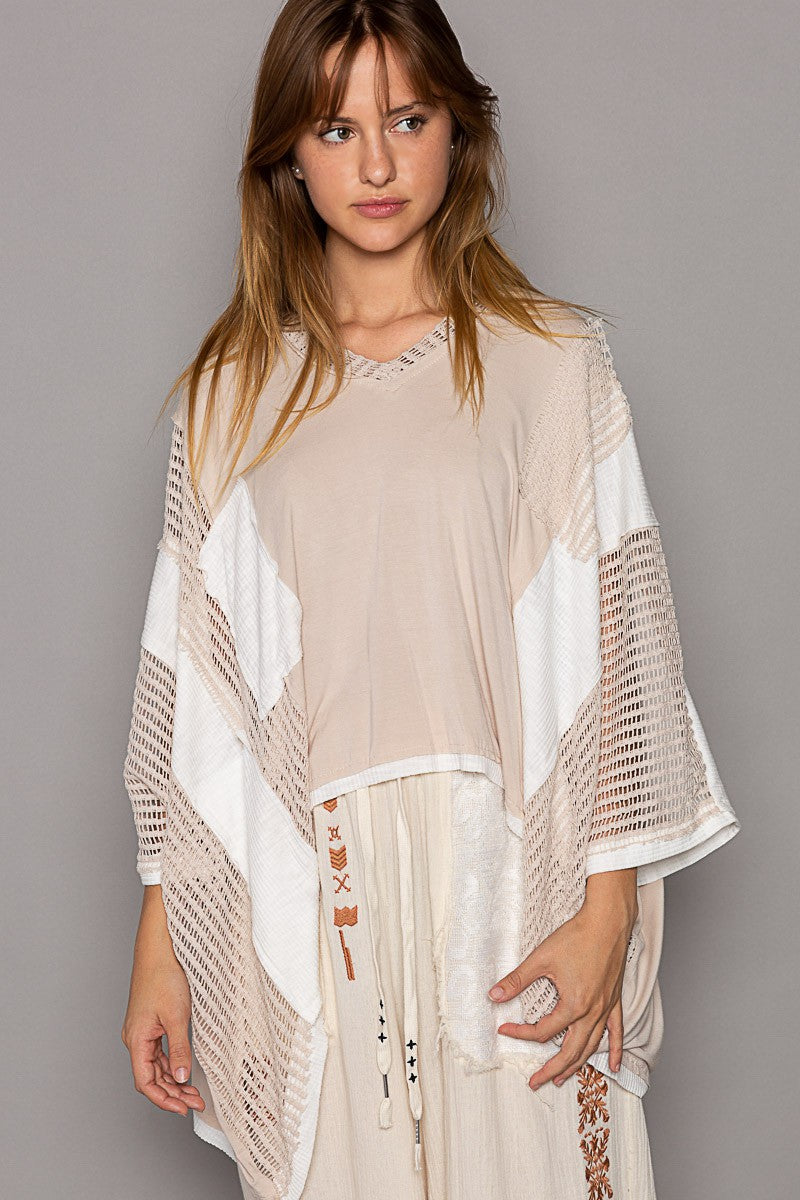 Oversized Mixed Fabric Top