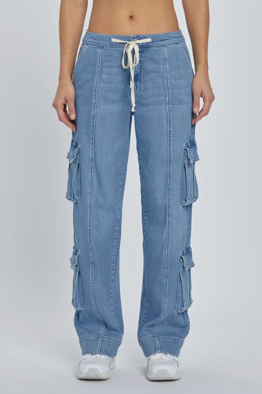 Hidden MEDIUM WASH BAGGY DOUBLE CARGO PANTS