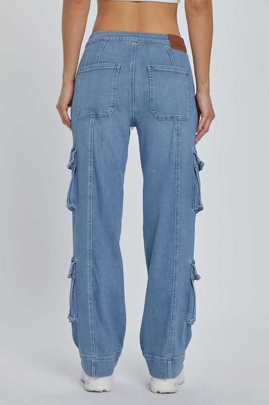 Hidden MEDIUM WASH BAGGY DOUBLE CARGO PANTS