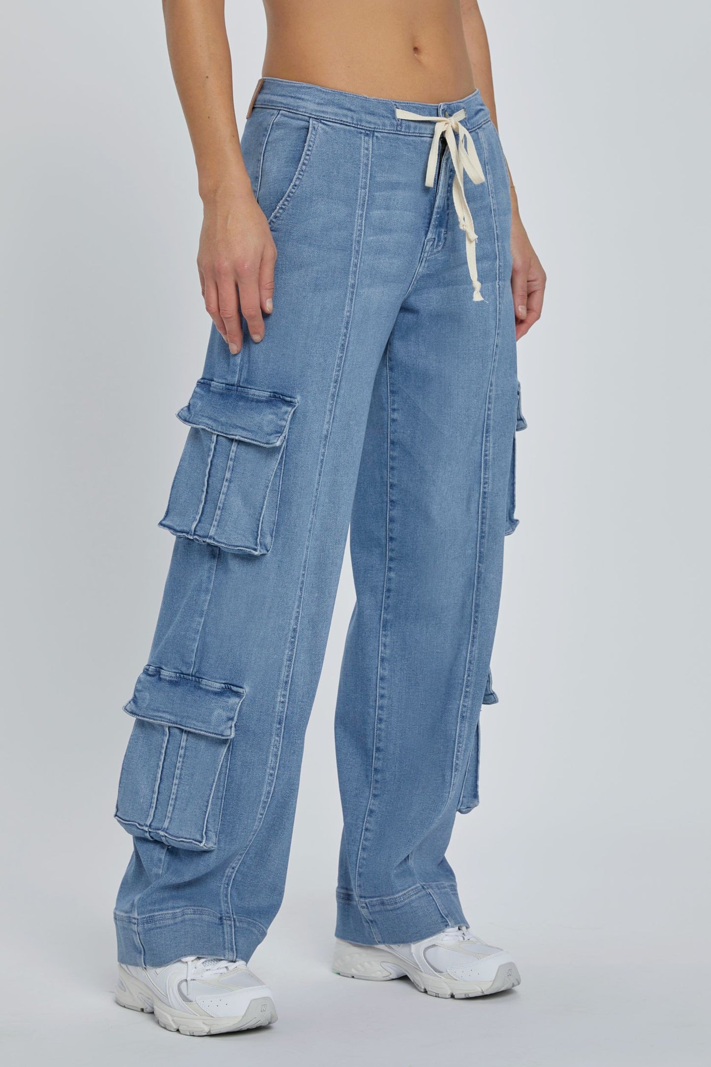 Hidden MEDIUM WASH BAGGY DOUBLE CARGO PANTS