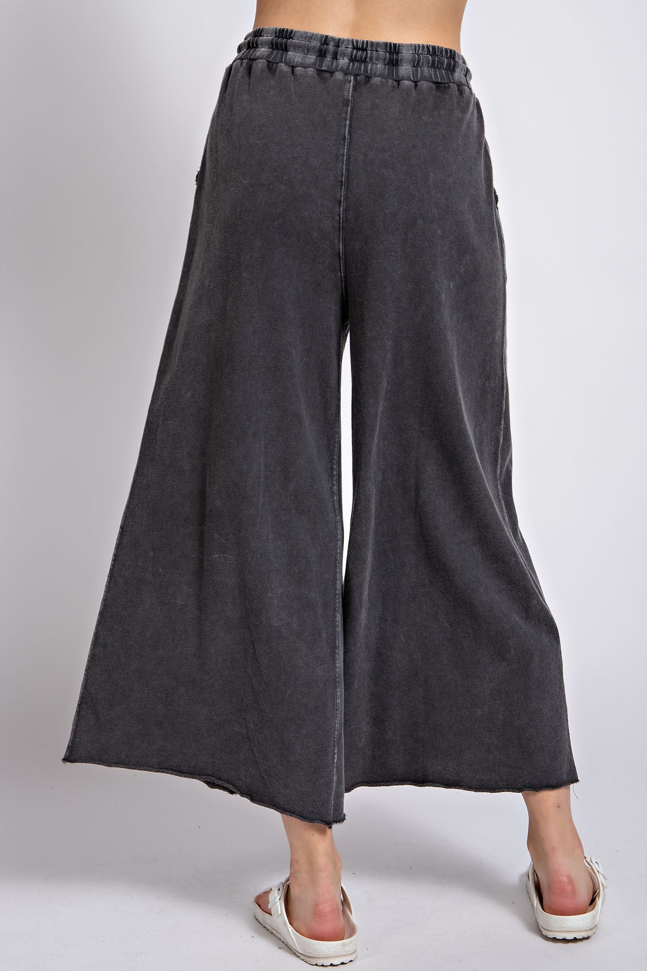 Washed Terry Knit Wide Pants