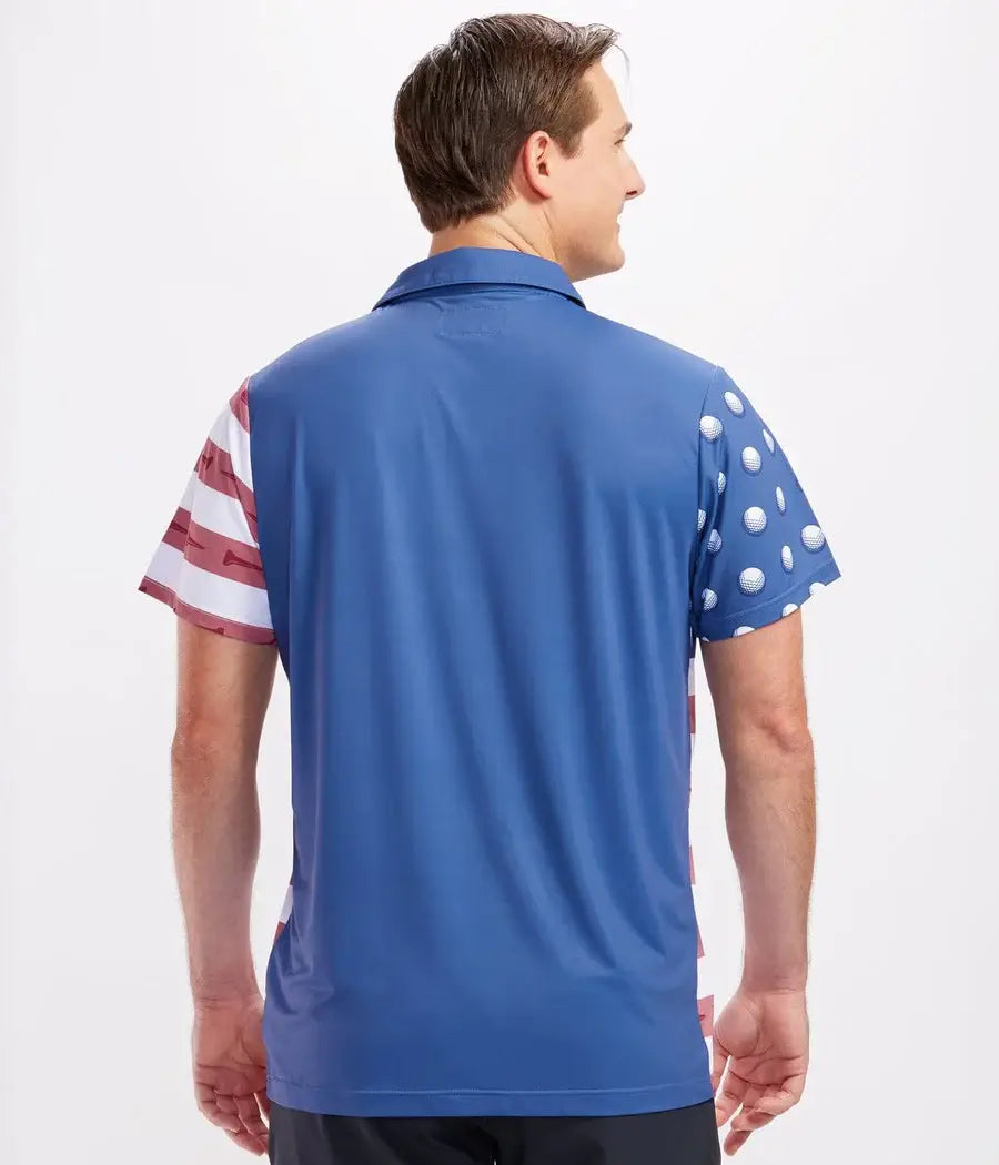 Tipsy Elves - U-S-Ace Golf Polo Shirt - Men's Patriotic Flag Golf Apparel: 3XL