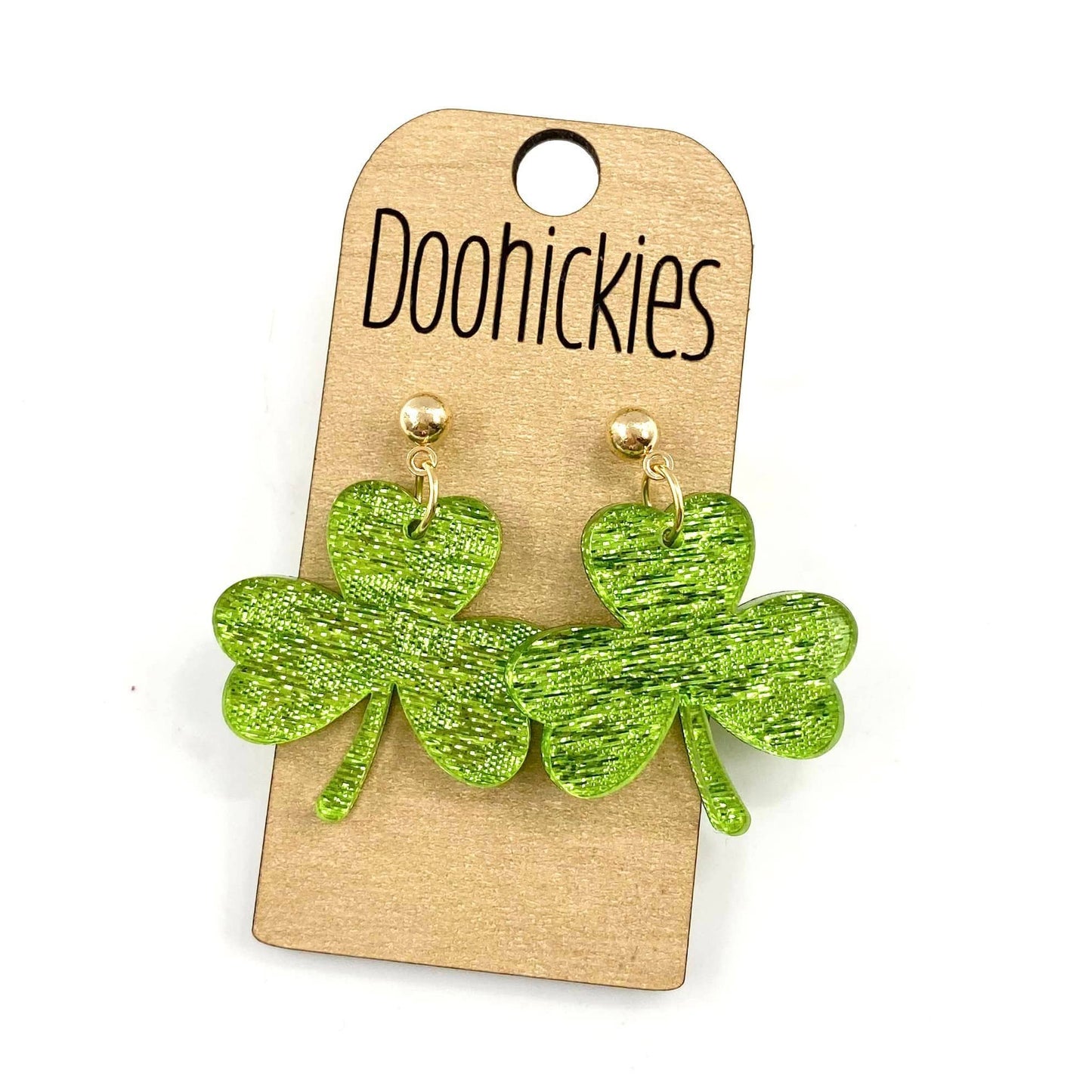 Doohickies - Lil' Shamies Collection - St. Patrick's Day Earrings: Lime Green Saffiano