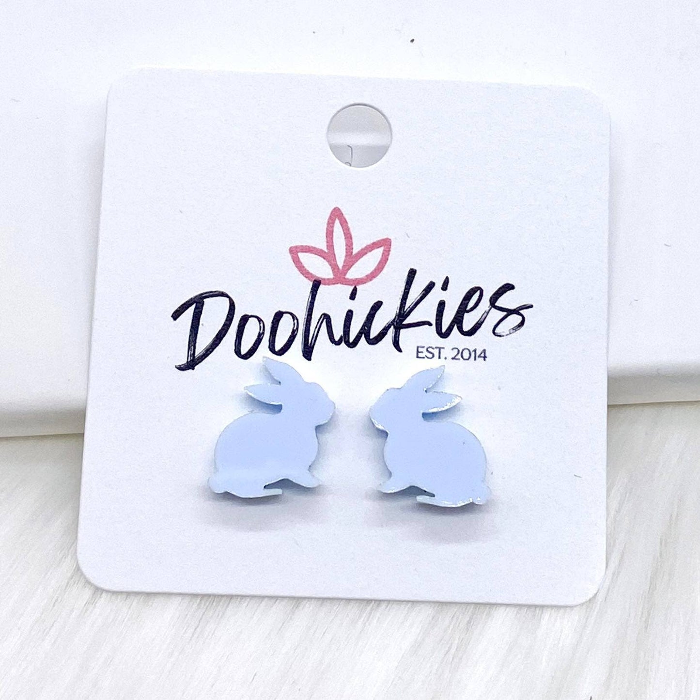 Doohickies - 15mm Pastel Bunny Rabbits Earrings: Blue