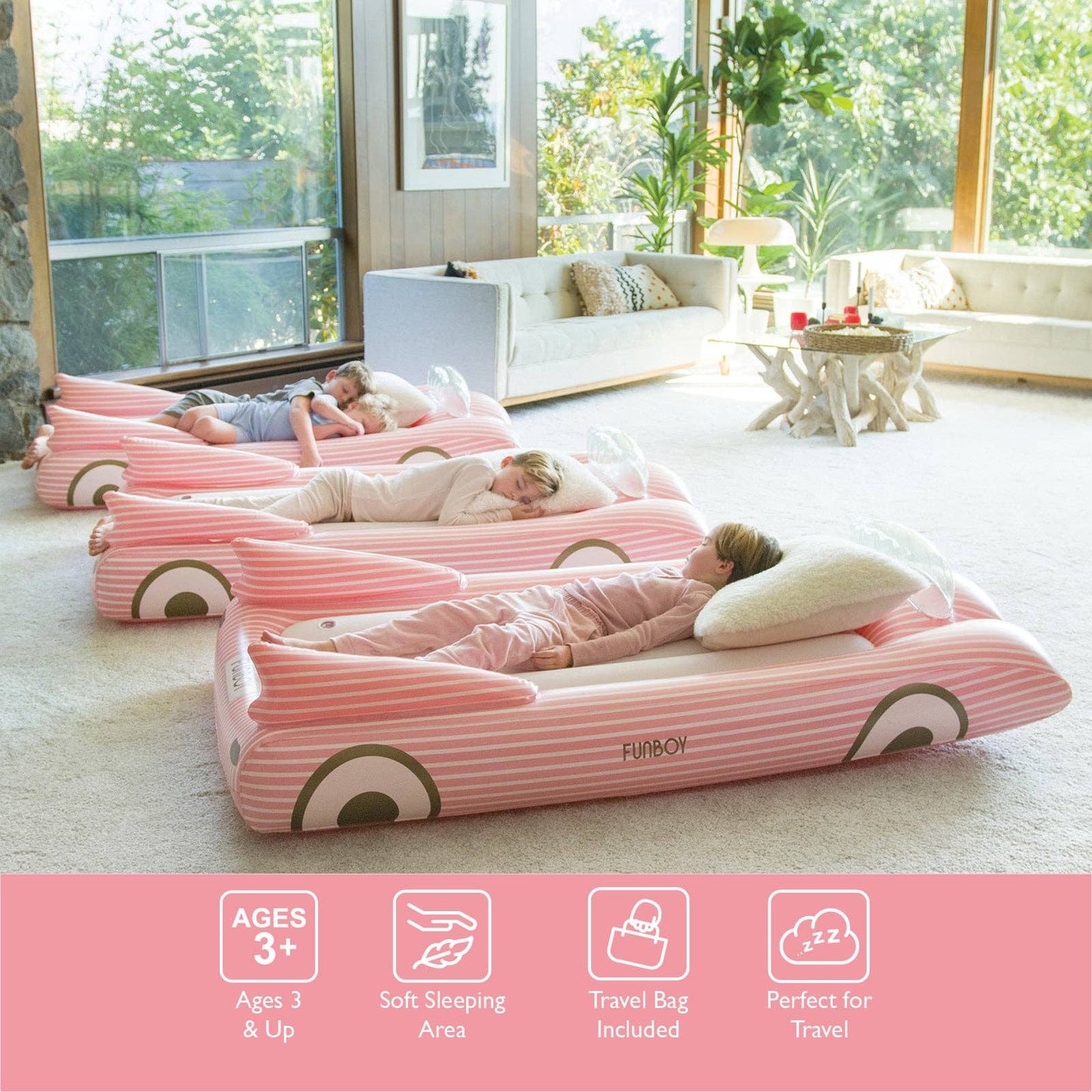 FUNBOY - Pink Convertible Kids Sleepover Air Mattress