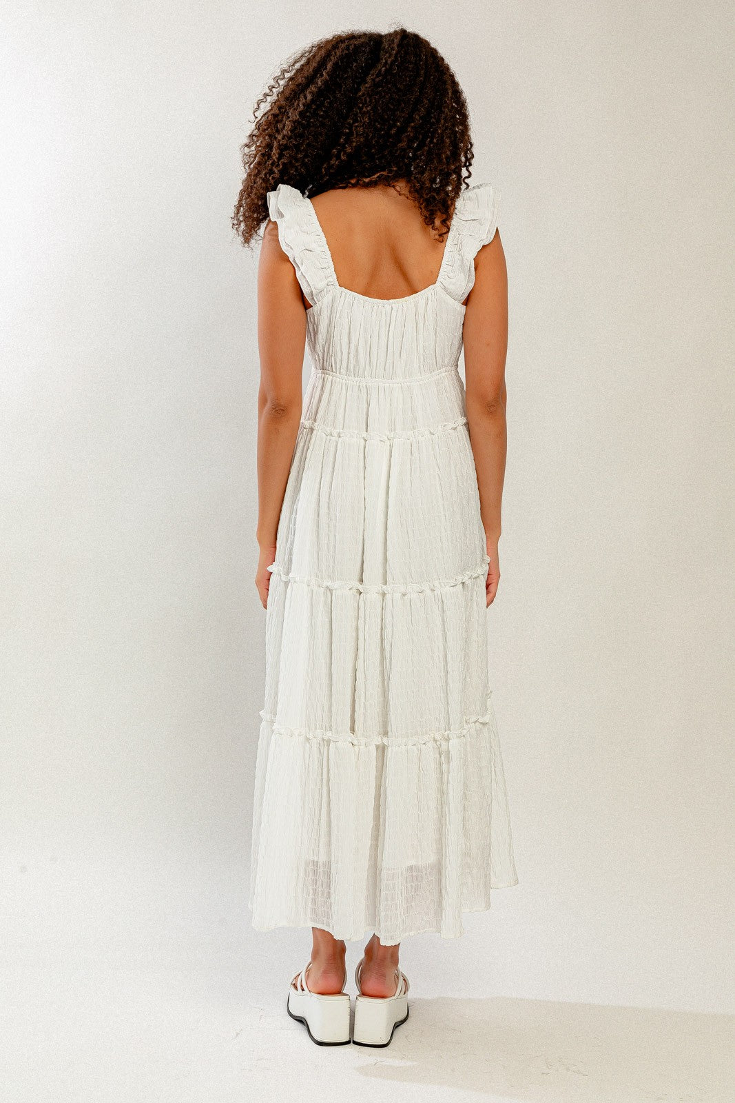 White Ruffled Maxi Dress