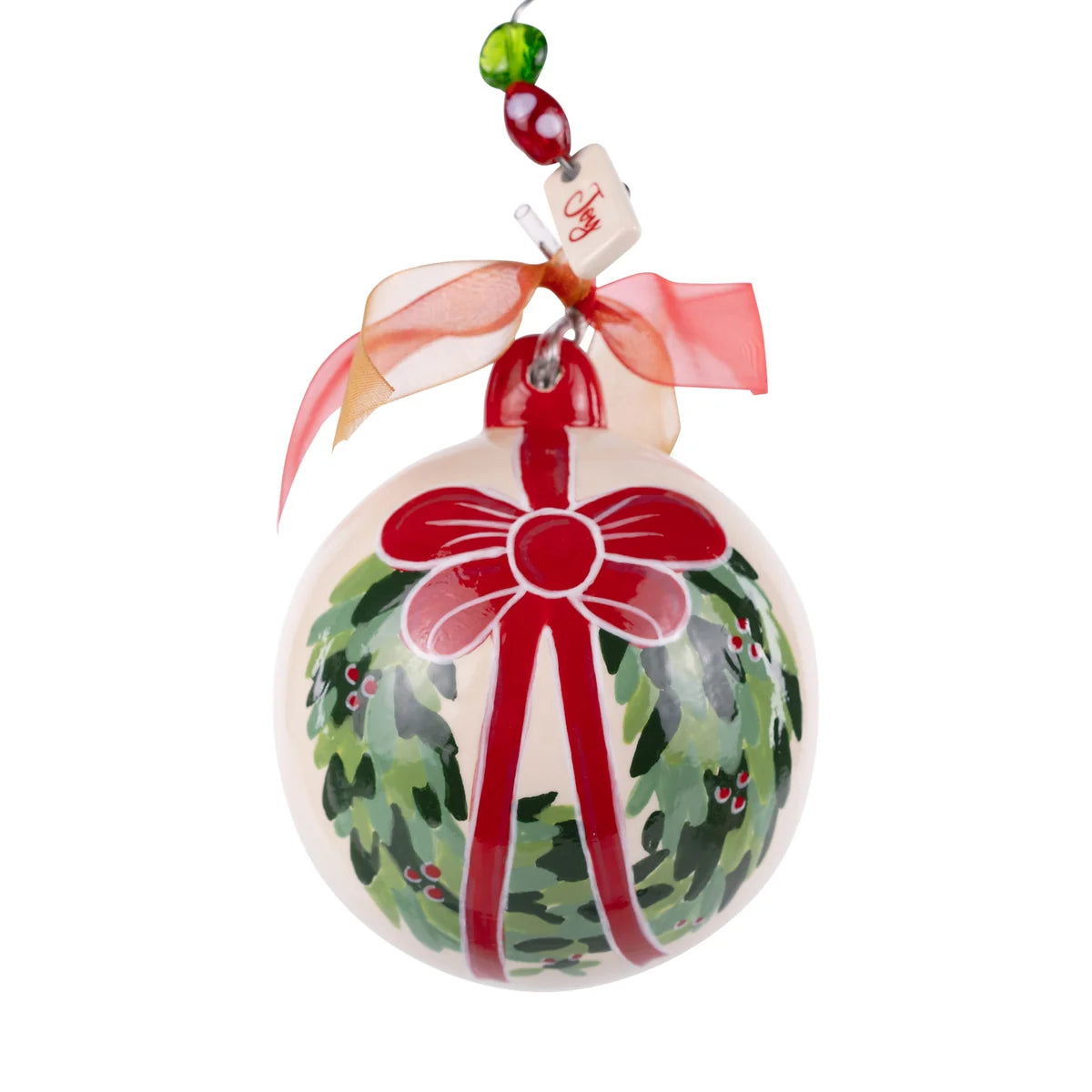 Red Bow Wreath Ornament