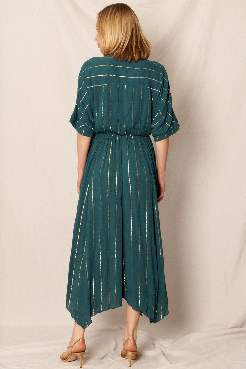 Lurex Striped Sequin Midi Dress
