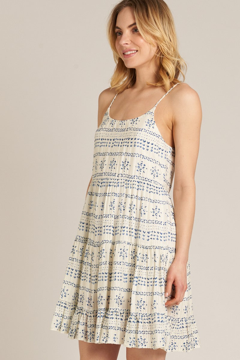 Ruffle Hem Sleeveless Mini Printed Dress