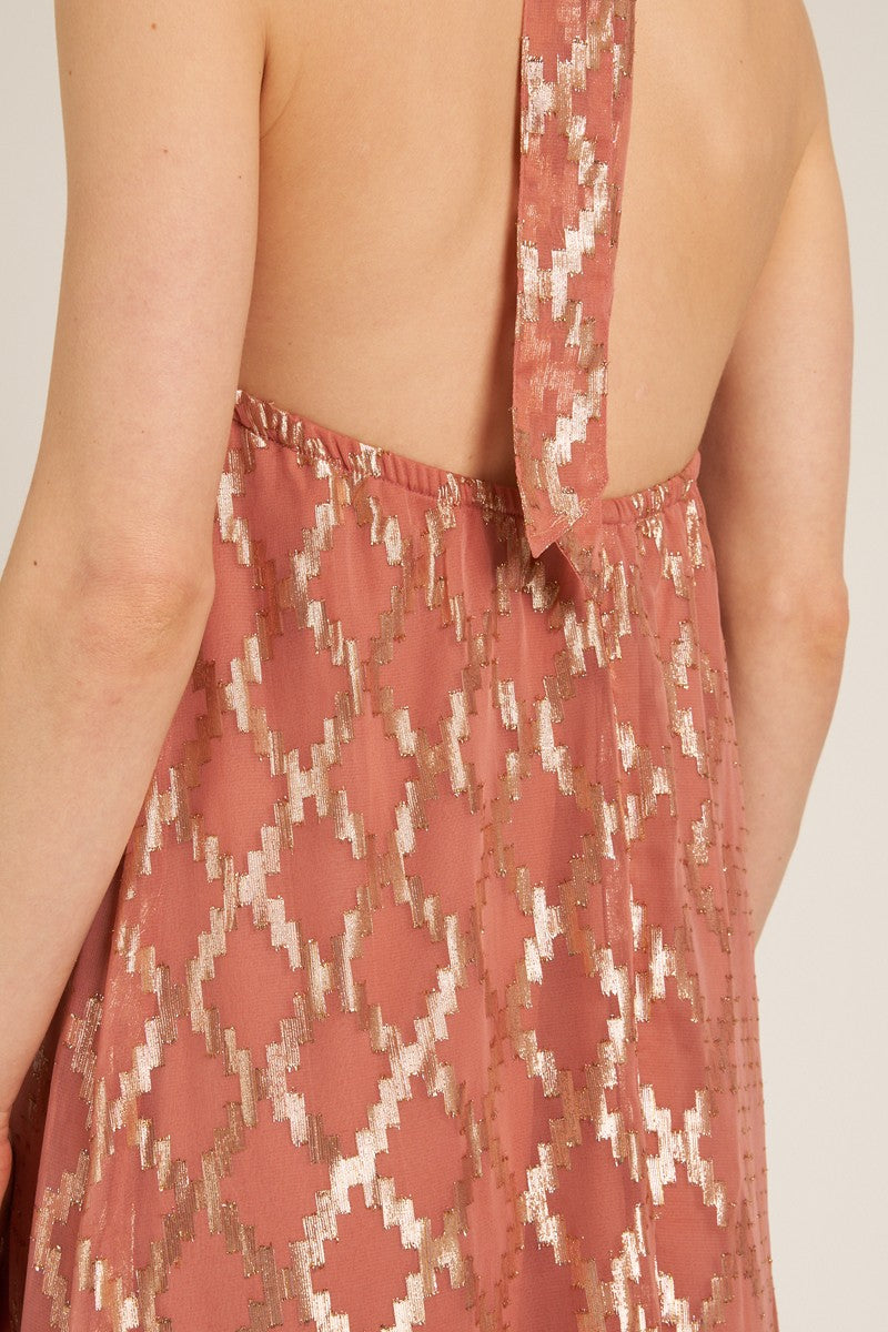 Halter Neck Maxi Dress with Lurex Detail