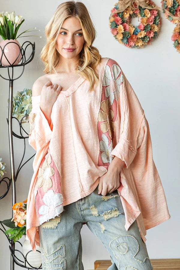 Oli & Hali Oversized Panel Top with Daisy Patches