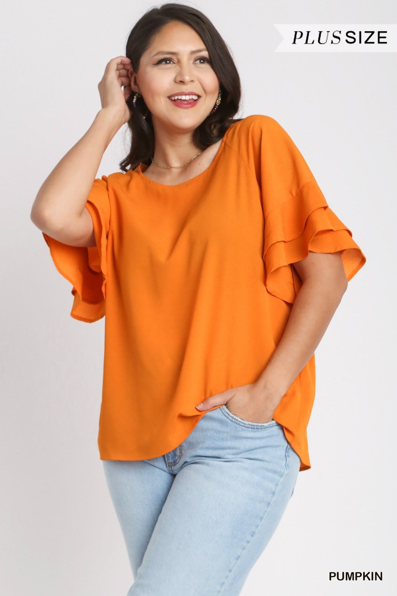 Pumpkin / Ruffle Sleeve Top