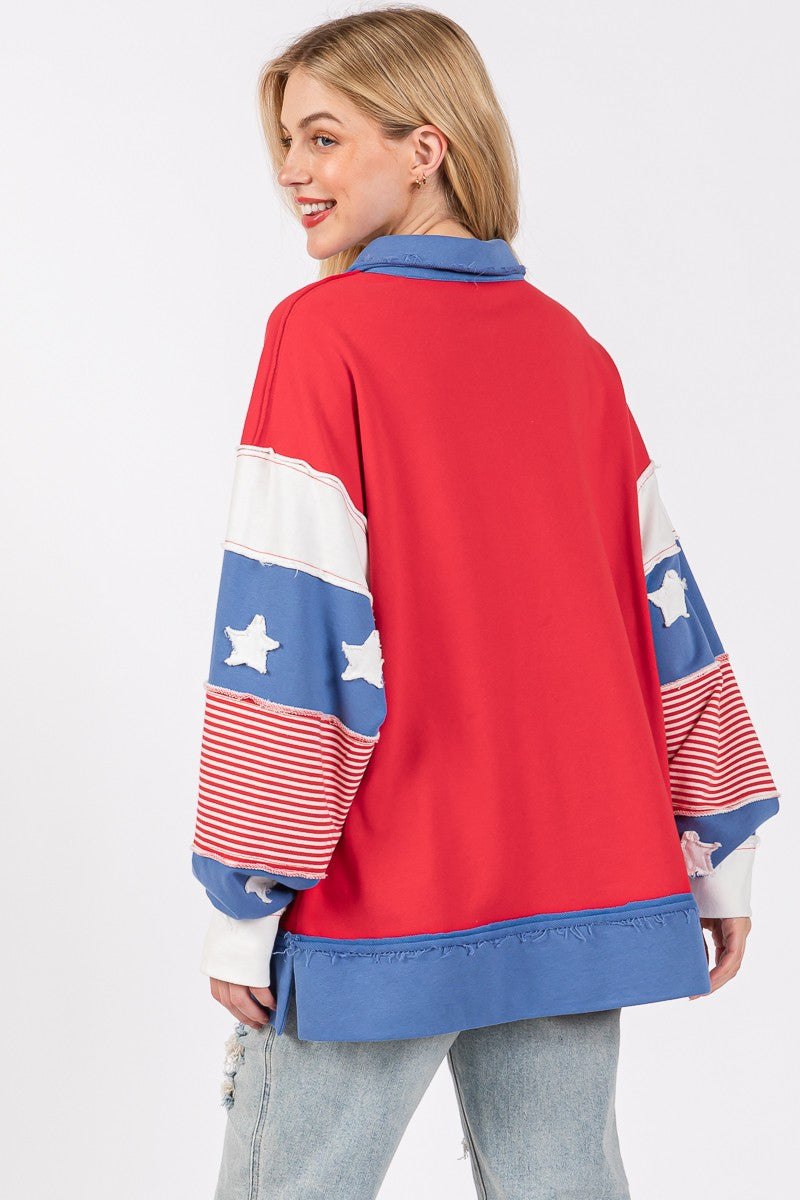 FRENCH TERRY STAR PATCH AMERICAN SWEATSHIRT