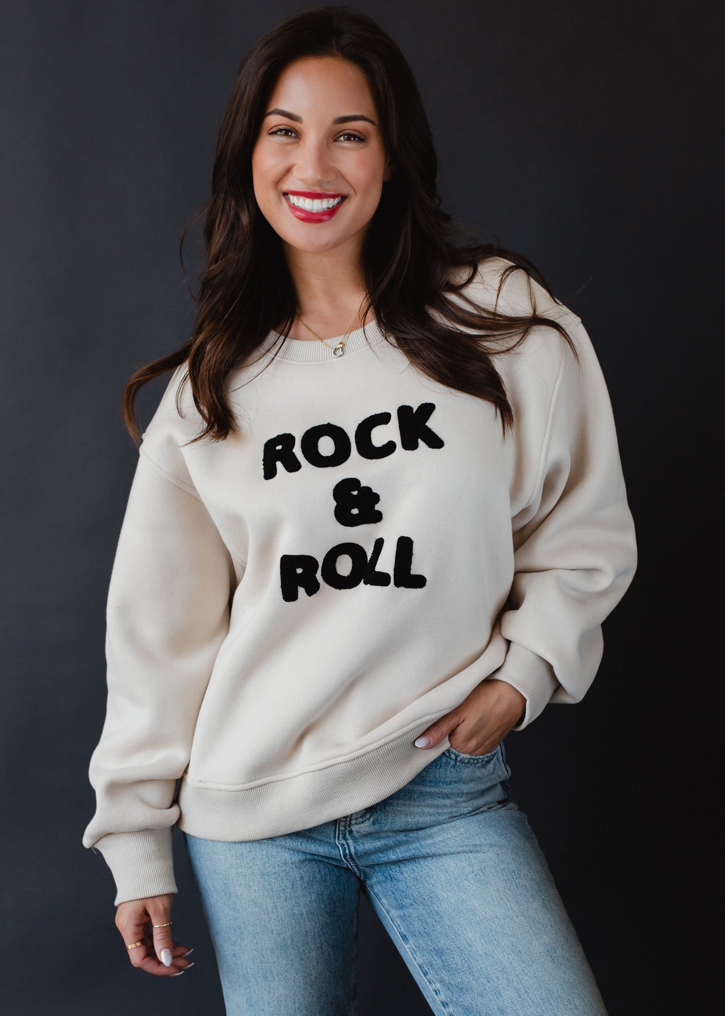 Tan Rock & Roll Sweatshirt