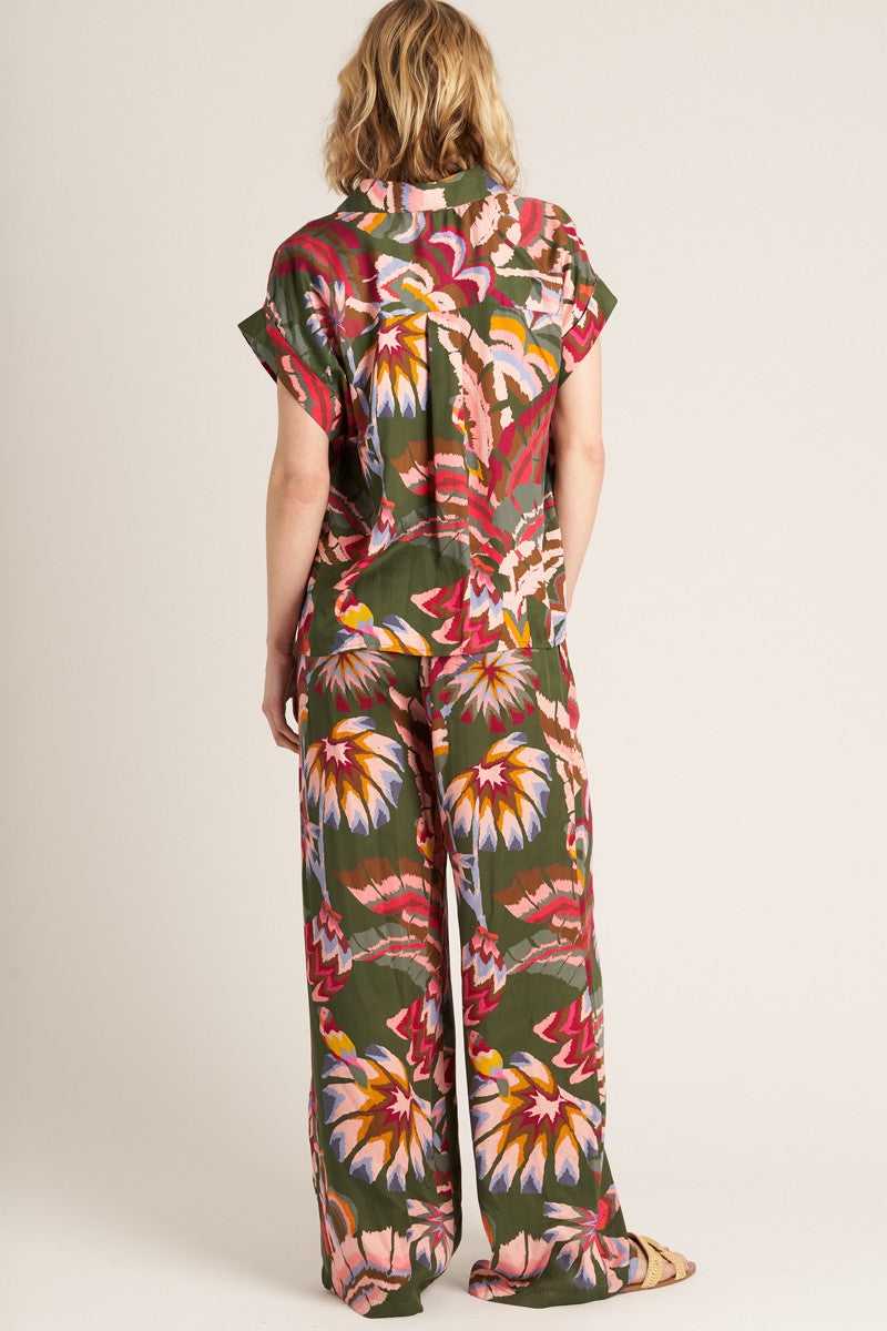 Printed Short Sleeve Button Down Set