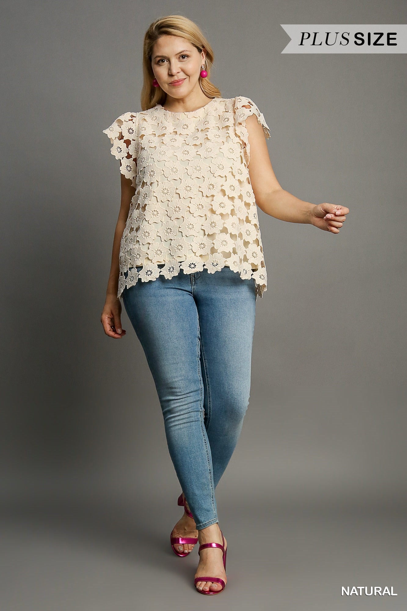 Cream Floral Round Neck Top