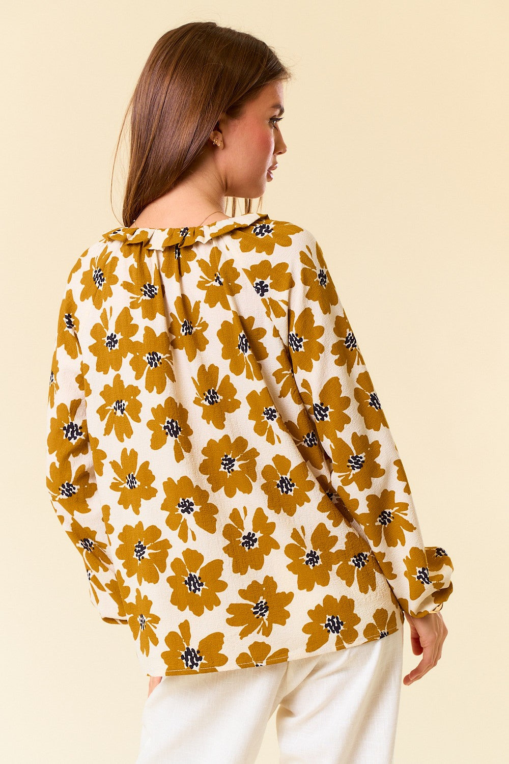 Floral Print Button Down Long Sleeve Blouse