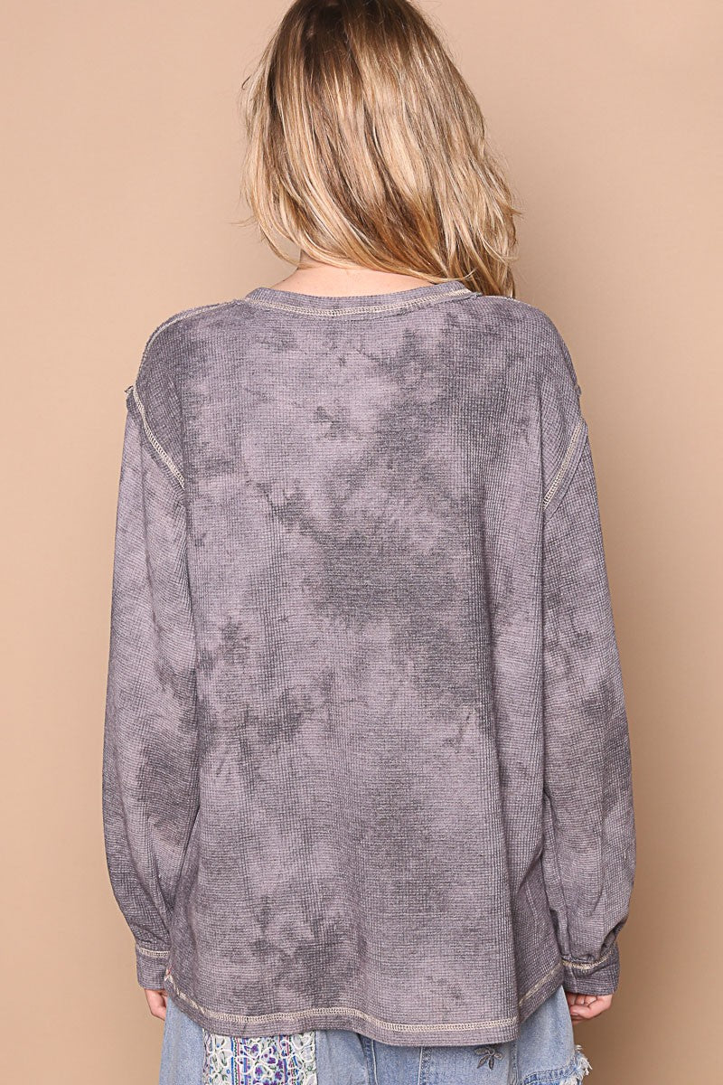 Vintage washed star patch with studded knit top