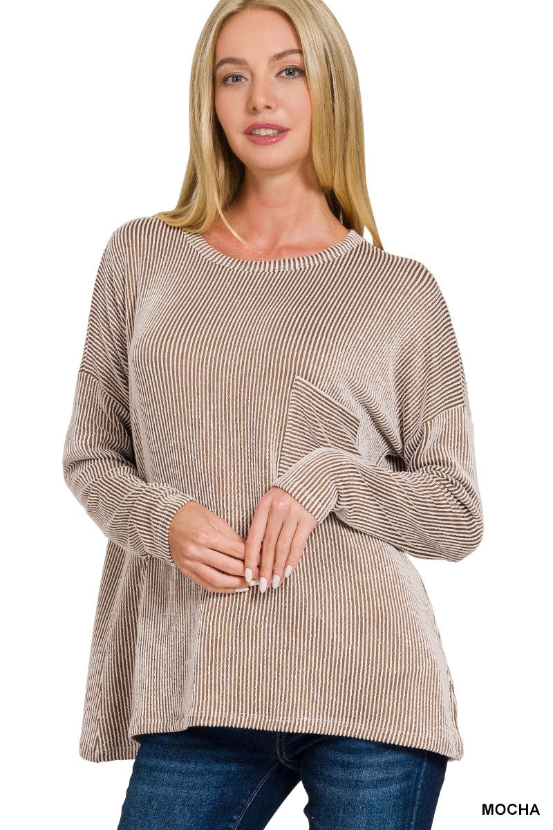 Oversized Ribbed Long Sleeve Top