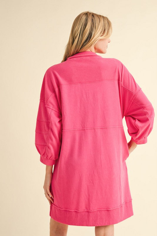 Cotton Bow Ties Collared Neck Dress