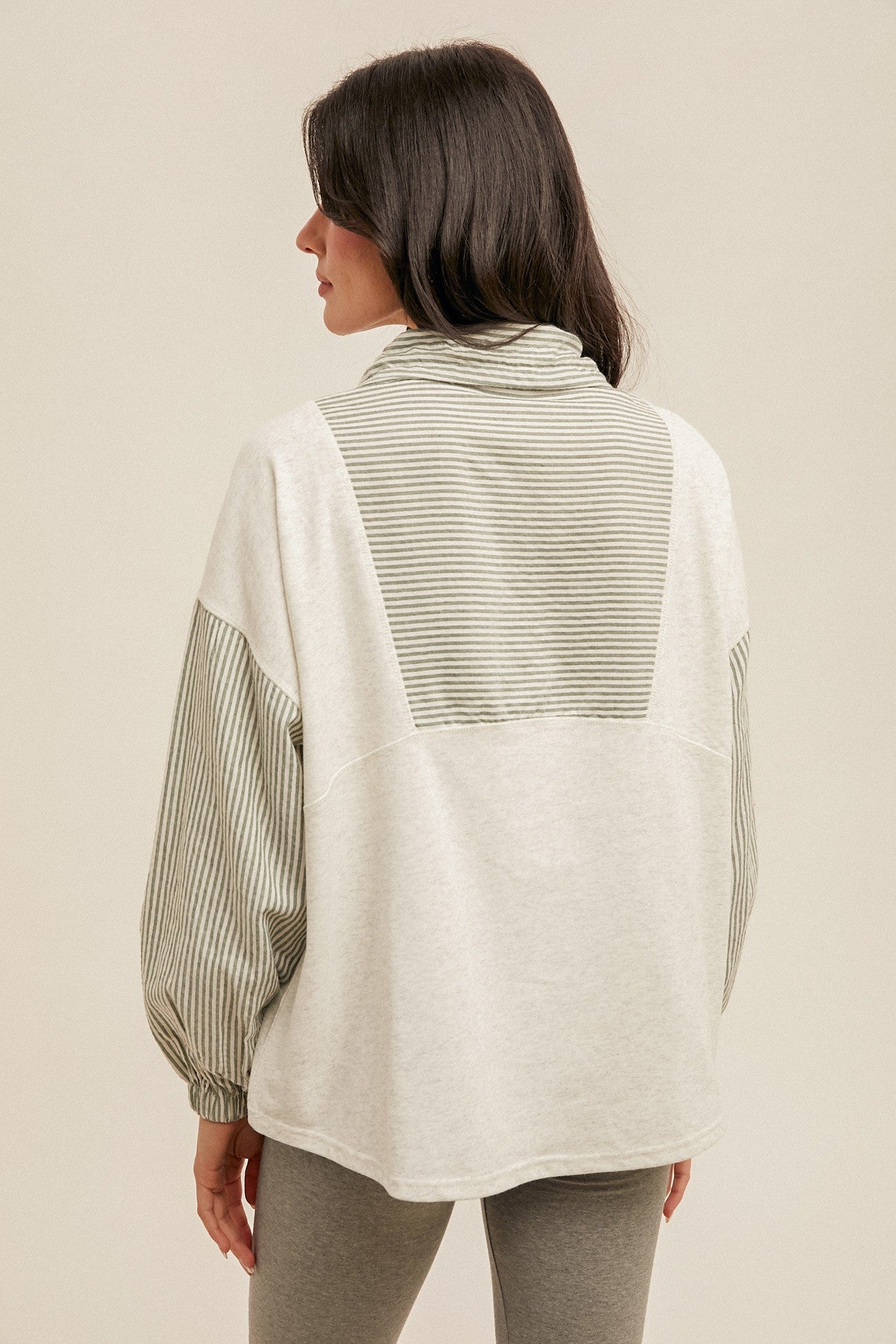 Stripe Mix Half Zip French Terry Sweatshirt