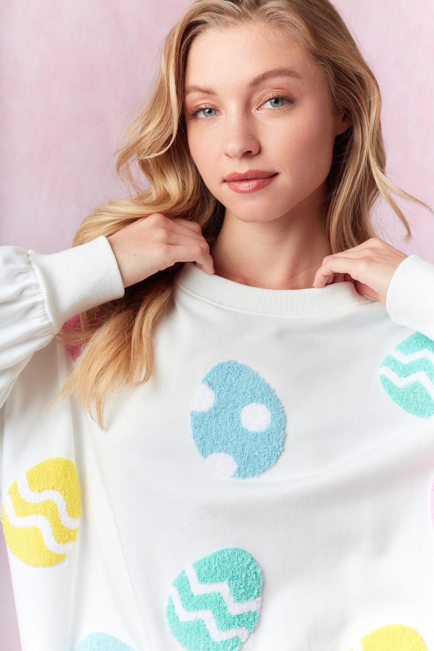 Easter Egg Towel Embroidery Detail Sweatshirt