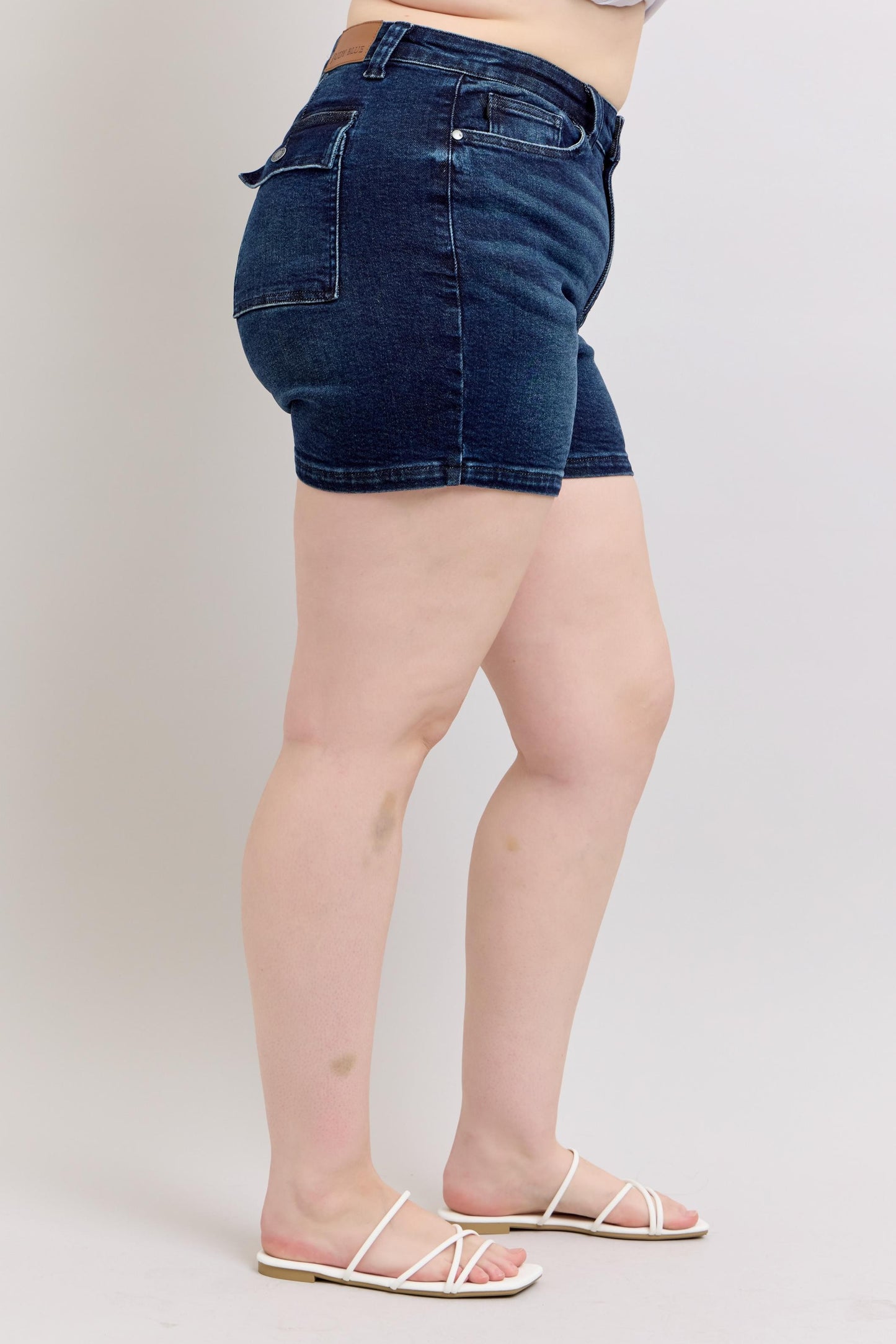 Judy Blue HW Back Flap Pocket Shorts Plus