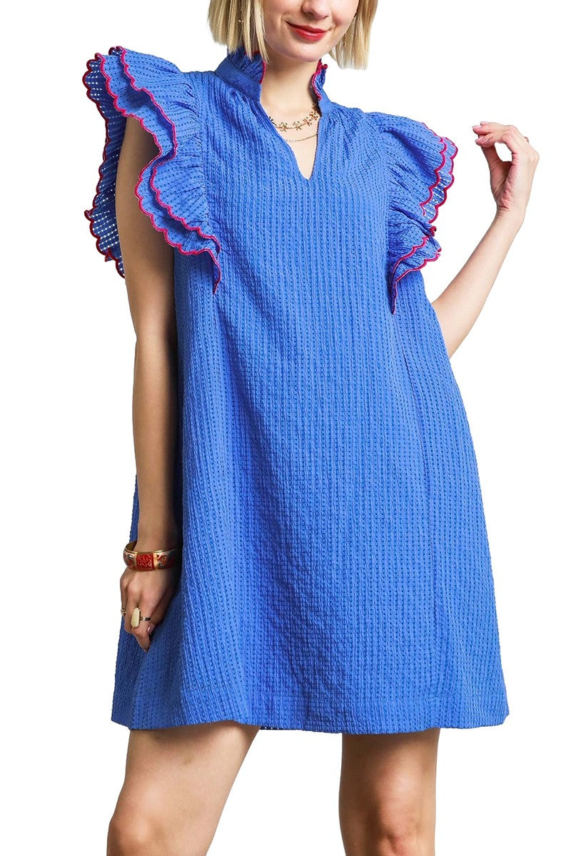 ORGANZA FLUTTER SLEEVE MINI DRESS
