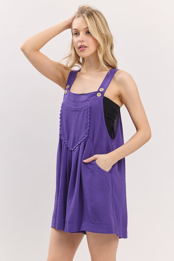 Scallop Pocket Strap Game Day Romper