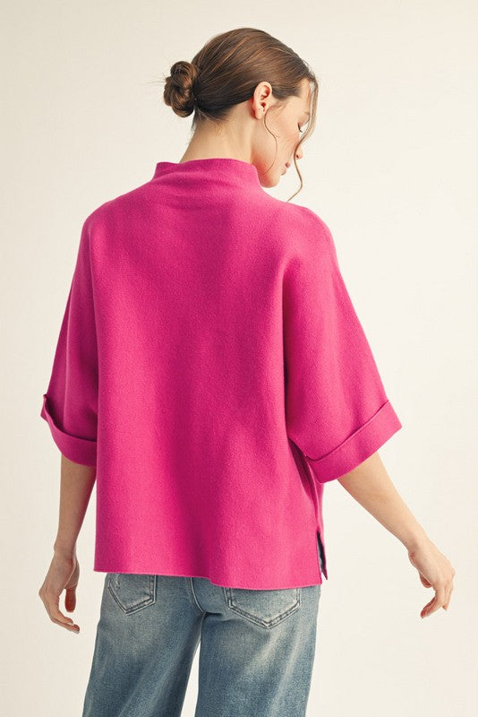 Mock Neck Soft Sweater Top
