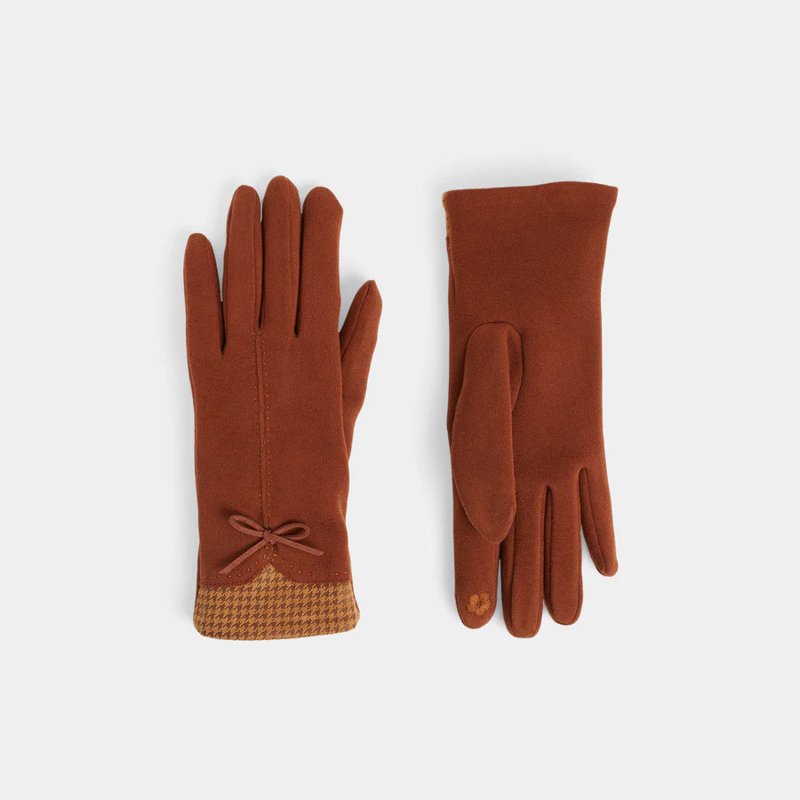 Houndstooth Bow Touchscreen Gloves