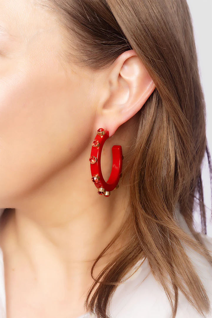 Renee Resin and Rhinestone Hoop Earrings