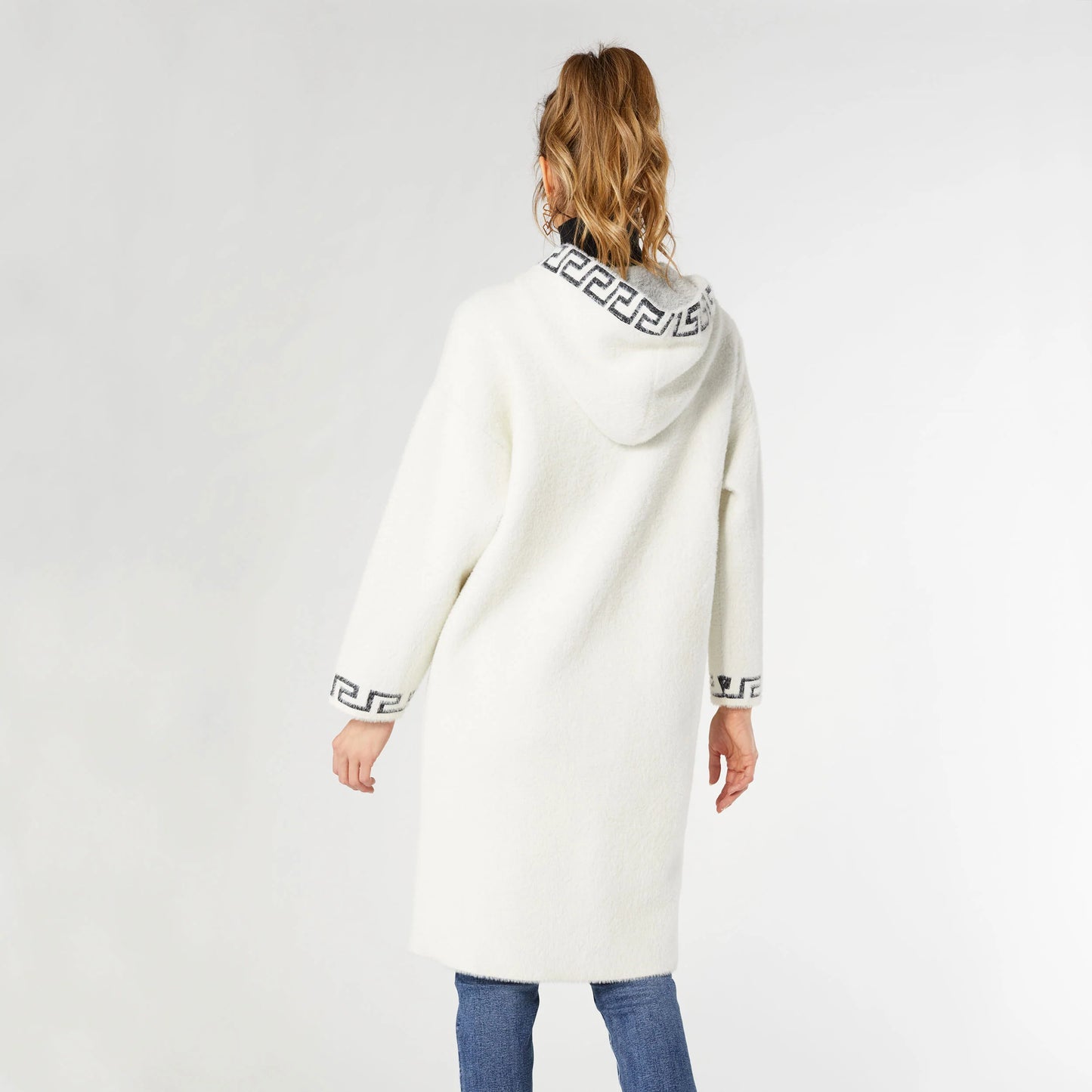 White / Long Hooded Cardigan