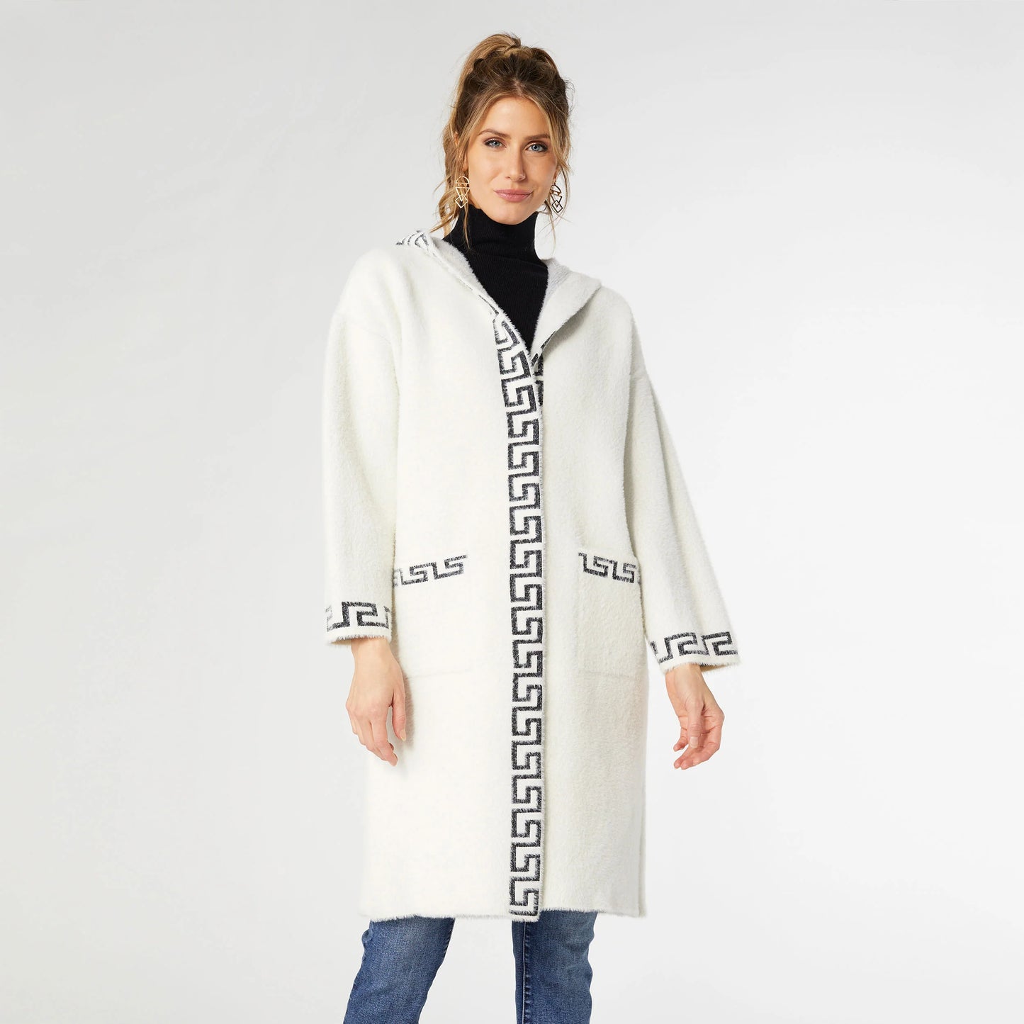 White / Long Hooded Cardigan