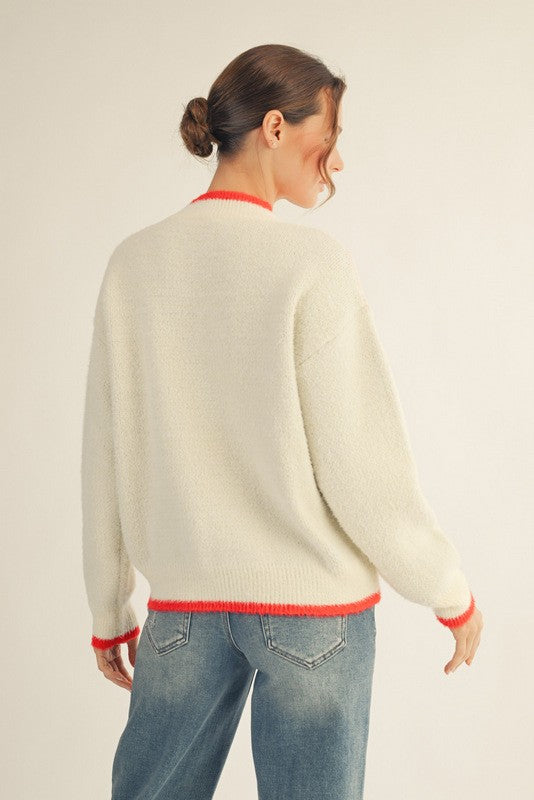 Sequins Accent Fuzzy Sweater Top